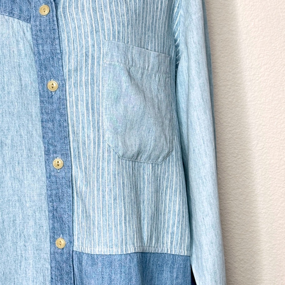 FAHERTY Autumn Tried & True Patchwork Button Up Shirt Womens XXL Lyocell Linen - Picture 2 of 9